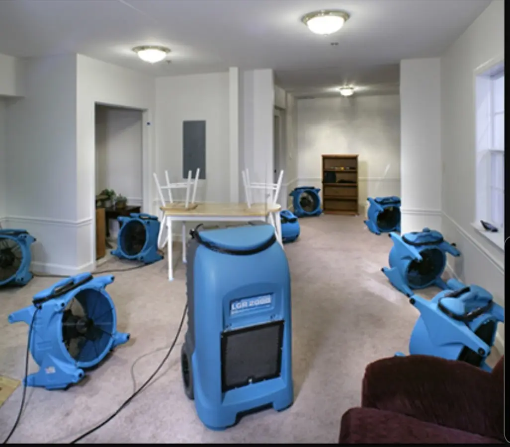 Air movers and dehumidifier setup for Water Damage Restoration in Texarkana